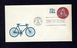 Ersttagsbrief 1980, 15 Cent Briefmarke, Fahrrad, Hochrad - Bild 1 von 2