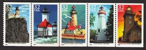 U.S. Mint NH - 32c Great Lakes Lighthouses Booklet pane of 5, #2969 - #2973 l1 - Picture 1 of 1