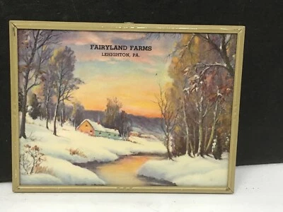 LETRERO PUBLICITARIO DE VIDRIO CON MARCO DE METAL LEHIGHTON PA VINTAGE FAIRYLAND FARMS Foto 1 de 4
