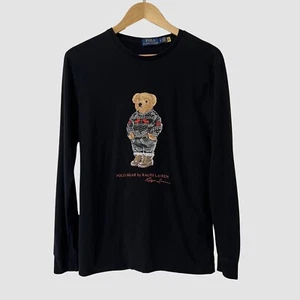 Polo Ralph Lauren Hombre Vacaciones Oso Algodón Manga Larga Camiseta S - Imagen 1 de 5