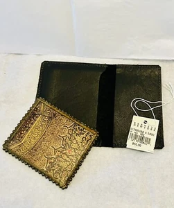 Barneys New York Buntglas Taschenspiegel Lederetui MUST SEE - Bild 1 von 4