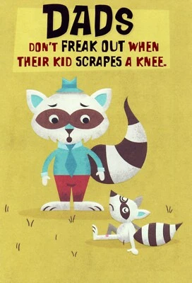 Funny FATHER'S DAY Card, Freak Out Scraped Knee Raccoons by Hallmark + Envelope - Image 1 of 4