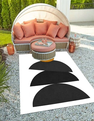 Geometric Black and Red Stacking Arch Circle Area Rug Modern Artistic Carpet - Image 1 of 4