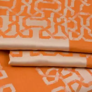 PRATESI ENIGMA KING DUVET COVER 5pc SET 4 SHAM ORANGE JACQUARD ABSTRACT ITALY - Picture 1 of 9