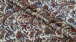 100% Cotton Paisley Floral Indian Hand Block Printed Dress Material Craft Fabric - Picture 1 of 7