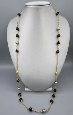 Collar Judith Ripka Oro 18K Diamante, Perla, Piedra Azul Purpúreo Oscuro 34 1/4"L Foto 1 de 4