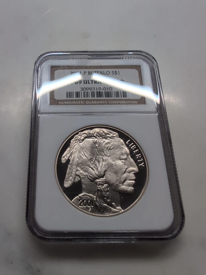 UNITED STATES 2001 P BUFFALO SILVER $1 Older NGC Holder PF 69 ULTRA CAMEO COIN - Image 1 of 4