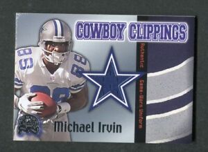 Michael Irvin Cowboy Clippings NFL Game Worn Jersey 2000 Greats of the Game Card