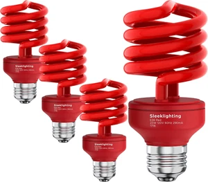 23 Watt T2 RED Light Spiral CFL Light Bulb, General Purpose - UL Approved- 120V, - Picture 1 of 12