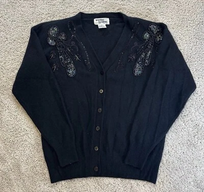 Vintage Hasting & Smith Womens Sweater Medium Black Lambswool Angora Rabbit Hair - Image 1 of 4