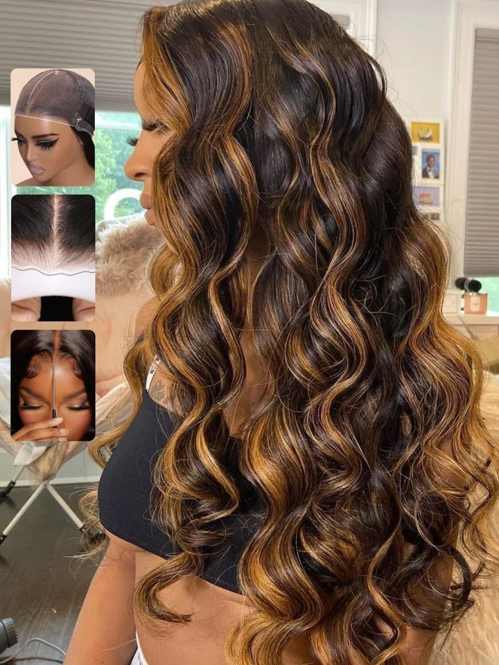 UNICE Indian Ombre Body Wave Pre Corte Encaje Frontal Pelucas Cabello Humano Sin Pegamento Desgaste Go Foto 1 de 4
