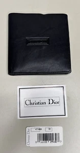 Authentic Vintage Unused 80's CHRISTIAN DIOR WALLET Black KIDSKIN LEATHER - Picture 1 of 9