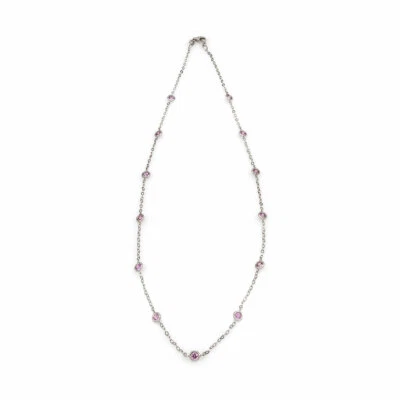 Collar Unoaerre de zafiro rosa de 1,95 quilates en oro blanco de 18 quilates Foto 1 de 3
