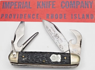 Vintage IMPERIAL Official BSA Scout Knife - Jigged Black Handles 1950's to 60's - Image 1 of 4