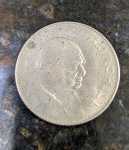 Great Britain 1 Crown Commemorative coin Winston Churchill Elizabeth II 1965 UK - Picture 1 of 3