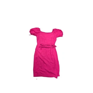 Maeve Anthropologie Pink Midi Dress Puff Sleeve Tie Waist Women's Size 6 - Picture 1 of 7