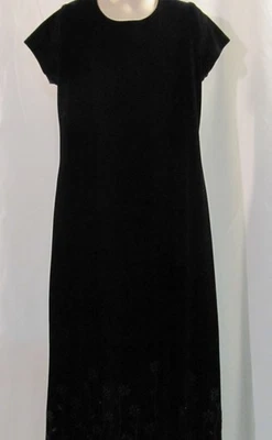 Vestido My Michelle Manga Corta Terciopelo Negro con Cuentas Flores Talla 8 Foto 1 de 3