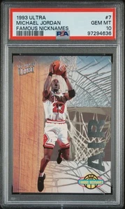 Fleer 1993 apodos ultra famosos #7 Michael Jordan PSA 10 gemas como nuevo Low Pop 259 - Imagen 1 de 2