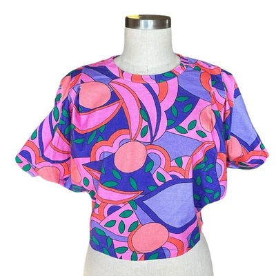 ISABEL MARANT Zinalia 女式 T 恤裁剪五颜六色几何图案小号 — 第 1/4 张图片