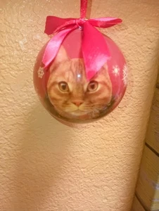 Vintage Weihnachtsschmuck rund Katze - Bild 1 von 2
