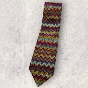 MISSONI Silk Tie ITALY XL Multicolor Geometric W:3.6" EUC - Picture 1 of 5