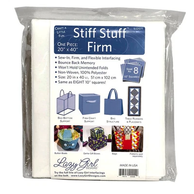 Lazy Girl Stiff Stuff FIRM Pack Interfacing - Fiber to Yarn 20" X 40" Bags Bowls - Image 1 of 3