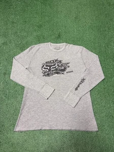 Vintage Y2K Fox Racing Thermal Shirt Men's XL Grey Long Sleeve Logo Motocross - Picture 1 of 9