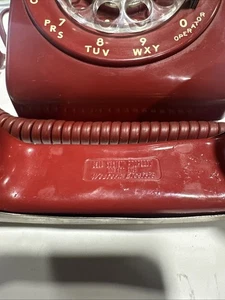Vintage 1963 Red Bell System Western Electric Rotary Dial Desk Telephone 500 DM - Picture 1 of 3