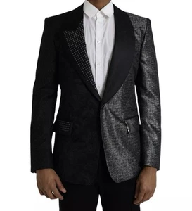 DOLCE & GABBANA Blazer Black Silver Silk IT50/US40/ R$3295 New with Tag  - Picture 1 of 12