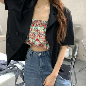 Fashionable Turn Down Collar Blazer for Women Short Sleeve Loose Jacket - Picture 1 of 14