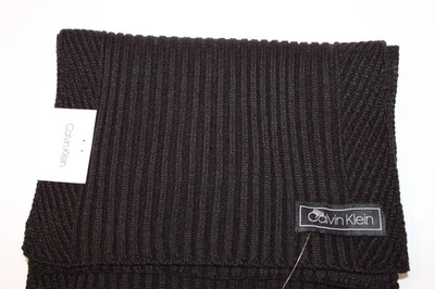 Calvin Klein Men's Solid Black Ribbed Acrylic Scarf NWT $55 One Size - Image 1 of 4