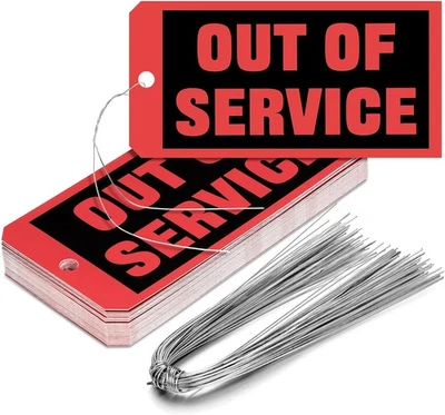 Spakon Out of Service Tags 6.22 x 3.15 Inches Maintenance Required Red Tags with