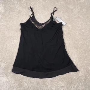 Apt. 9 Neu mit Etikett schwarz Pailletten Tanktop verstellbare Träger doppellagig Damen Small - Bild 1 von 7