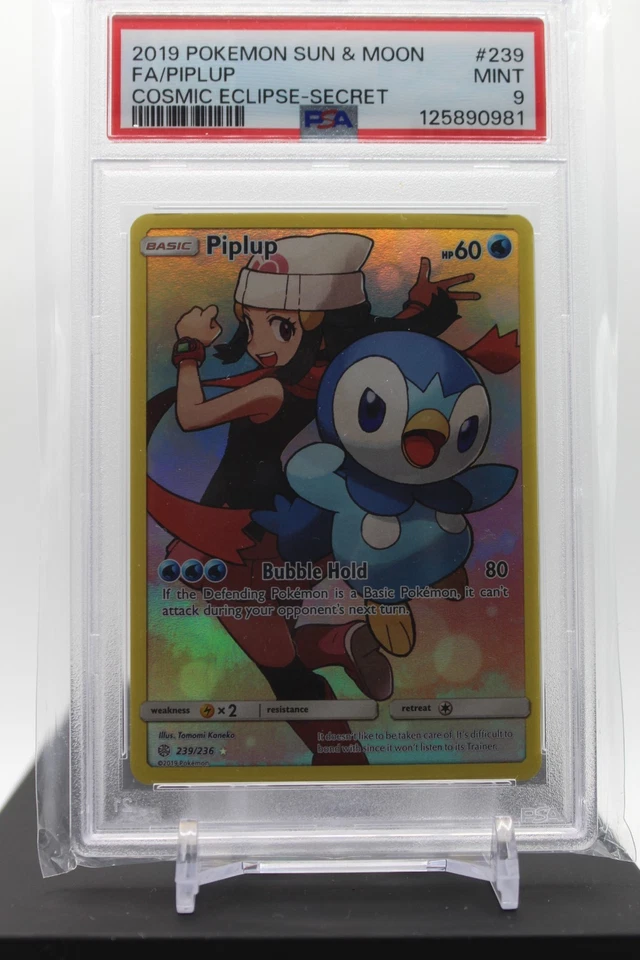 PSA 9 - Piplup #239/236 Full Art -2019 Pokemon Sun and Moon Cosmic Eclipse - Image 1 of 1