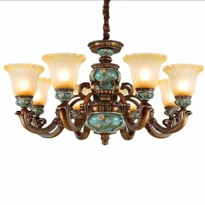 Europe-style Villa Living Room Chandelier Luxury Resin Pendant Lamp Retro Light - Image 1 of 4
