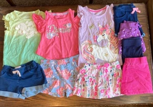 10 Artikel - Mädchen Größe 4 riesiges Sommer Kleidungspaket Outfits Röcke Shorts Shirts - Bild 1 von 21