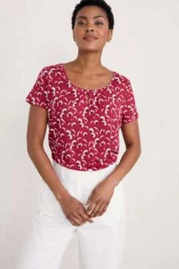 Seasalt Women's Top - pink Appletree Short Sleeve Top - Regular - Primula Flower