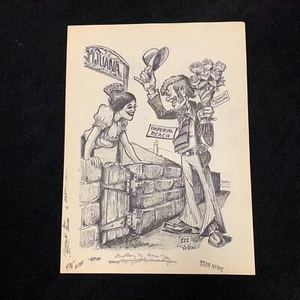 Programa Ciudad Hermana Años 70 Caricatura Política Original 15"x 11"- Artista ZEE - Imagen 1 de 9