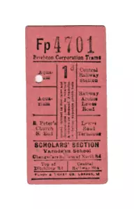 Tram Ticket Brighton Corporation Trams 1d Geographical - Picture 1 of 2