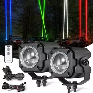 For 2014-2025 Can-Am Defender 3" Laser RGB LED Whip Lights Kit Whipless Antenna - Foto 1 di 15