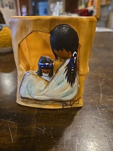 De Grazia Sandstone Creations Native Mother & Child Tealight Luminary Phoenix AZ - Picture 1 of 7