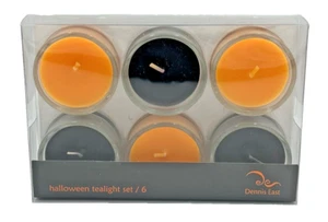 2005 Halloween Teelicht Votivkerze 6er Set schwarz orange 2" Durchmesser NEU - Bild 1 von 7