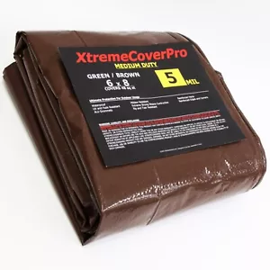 TARP 6' x 8' BROWN/GREEN 5mil Multipurpose Protective Cover with Grommet - Picture 1 of 3