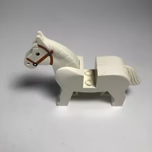 LEGO weiße Pferdefigur mit orangefarbenem Trense - Kopfneigung - 12 - Bild 1 von 6