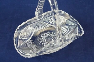 Antique ABP American Brilliant Period Cut Glass Basket Applied Handle - Picture 1 of 8