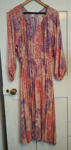H&M Paisley Pattern Pink Purple Orange Floaty Maxi Dress - Size EUR 40 UK 12 - Picture 1 of 11