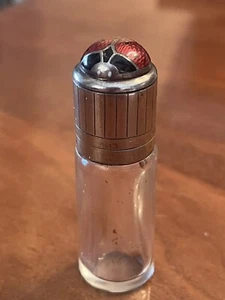Austrian Art Deco Silver Enamel Lady Bug Perfume Scent Bottle Georg Adam Scheid - Picture 1 of 14