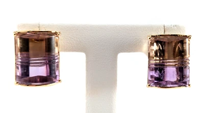 14K Gold Ametrine Stud Earrings, 14mm x 12mm — 第 1/4 张图片