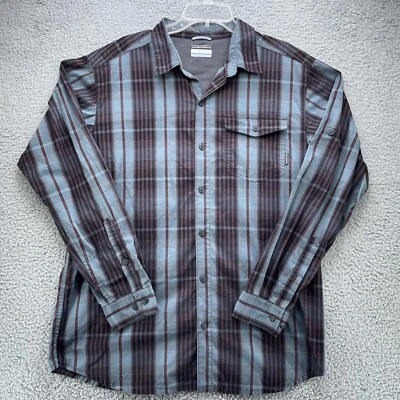 Camisa Columbia Para Hombre Grande Azul Púrpura Cuadros Omni-Mecha Adv. Evaporación ventilada Foto 1 de 4