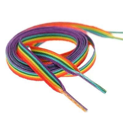 ECLECTIC SHOP UK LTD Pride Laces 120cm Rainbow LGBTQ High Premium Laces Gay Flat 10mm Shoes Trainers